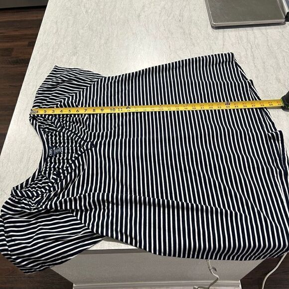 Chaps Ralph Lauren V Neck Navy Blue White Striped Nautical Top Women’s Size 2X - Picture 14 of 16
